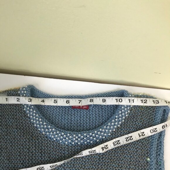 Mac & Jac Vintage Y2K Sleeveless Sweater Beads Sequins Metallic Top Blue Preppy - Picture 7 of 14
